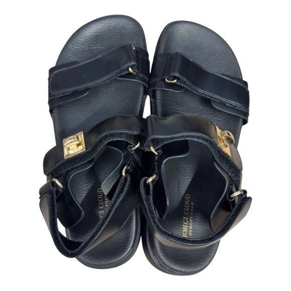 Project Cloud Sandals MONA Women Strappy Leather Adjustable Lightweight Black 8 - Picture 4 of 5